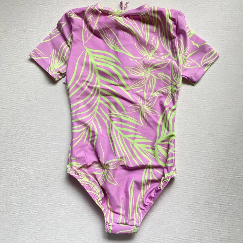 NWT Gap GapKids Girl's Recycled Rash Guard Short Sleeve One-Piece Swimsuit (XS)